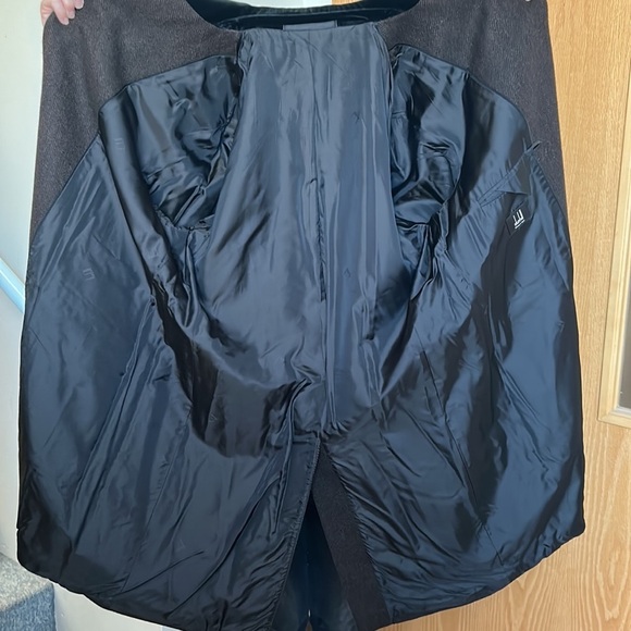 Dunhill Men’s Wool Coat Herringbone Brown Long 2X - Picture 13 of 16